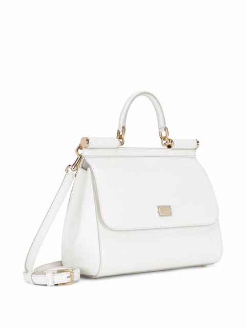 Dolce & Gabbana large Sicily iguana-print top-handle bag - White