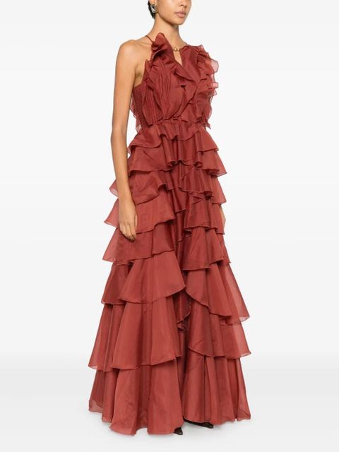 Aje Cleo ruffled tiered maxi dress - Orange