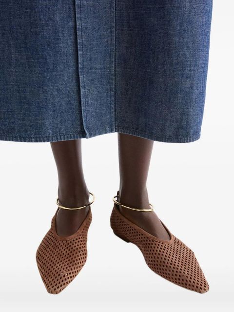 Jil Sander perforated-design pointed-toe ballerina - Brown - zdjęcie produktu nr 2