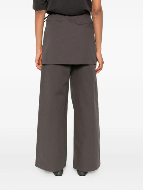 Eleh wrap-effect layered trousers - Brown