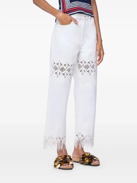 Rabanne embroidered fringed trousers - White