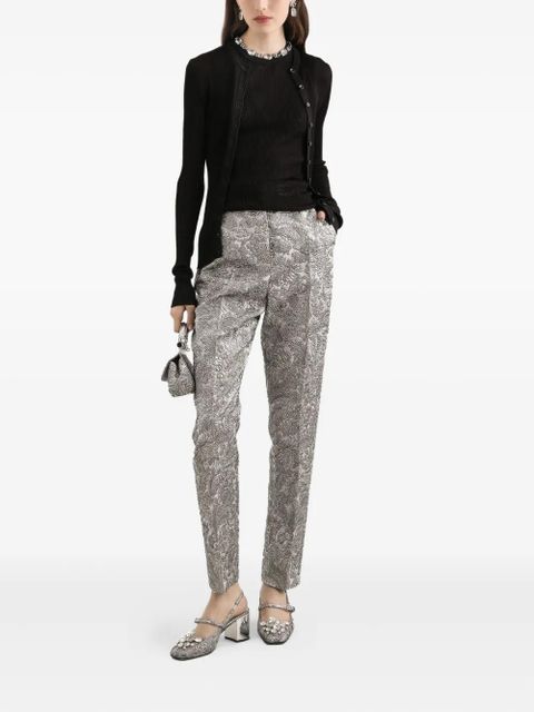 Dolce & Gabbana floral-jacquard trousers - Silver