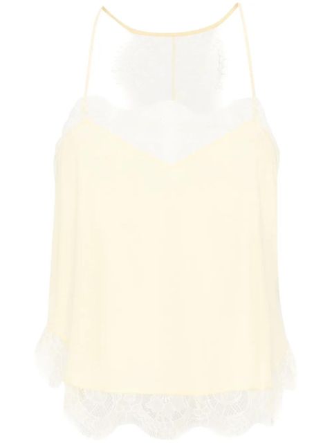 Zadig&Voltaire Claudy lace-trim silk top - Yellow - zdjęcie produktu nr 1