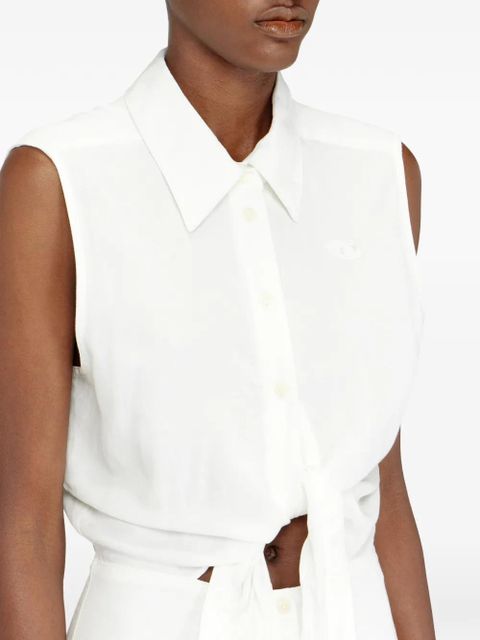 Diesel tie front shirt dress - White