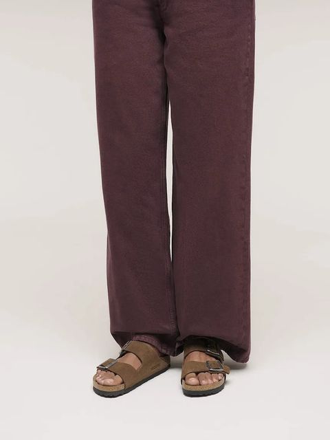 Birkenstock klapki zamszowe Arizona damskie kolor brązowy 1030865