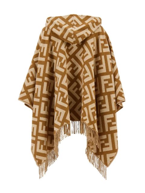 FENDI jacquard cashmere poncho - Brown
