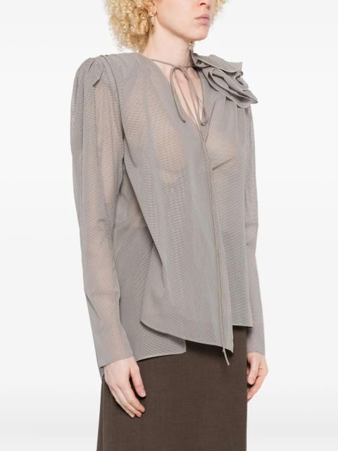 Magda Butrym rose-embellishment blouse - Brown