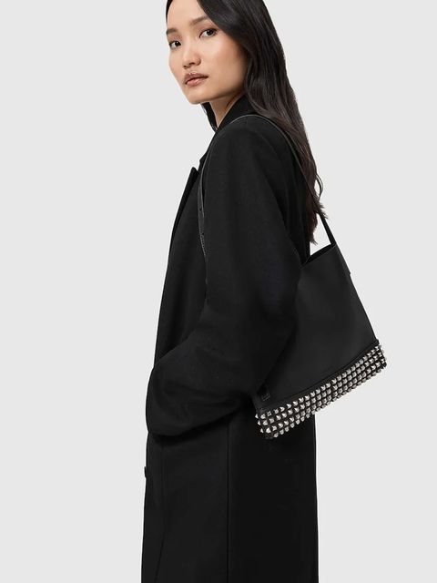 AllSaints torebka skórzana kolor czarny W595XD