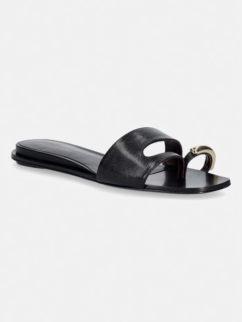 Tory Burch klapki na płaskim obcasie damskie skórzane Pierced Slide - zdjęcie produktu nr 1