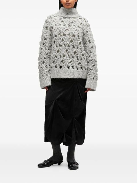 GANNI flower crochet alpaca sweater - Grey - zdjęcie produktu nr 2