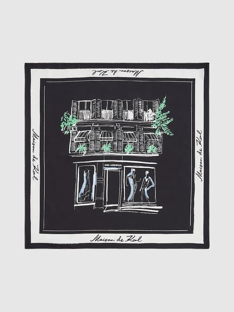 Karl Lagerfeld chusta jedwabna K/SKETCH damska kolor czarny wzorzysta A4W33115 - zdjęcie produktu nr 1