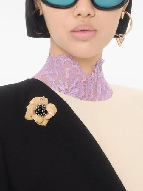 Valentino Garavani Fleur Lumineuse VLogo brooch - Neutrals