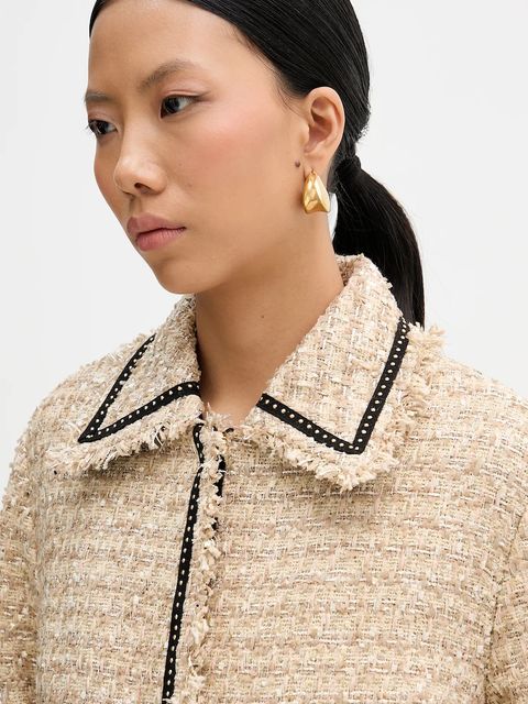 Karl Lagerfeld marynarka kolor beżowy jednorzędowa melanżowa B1W14004