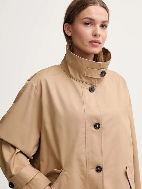 United Colors of Benetton kurtka bawełniana kolor beżowy przejściowa oversize 2QJYDN07Y