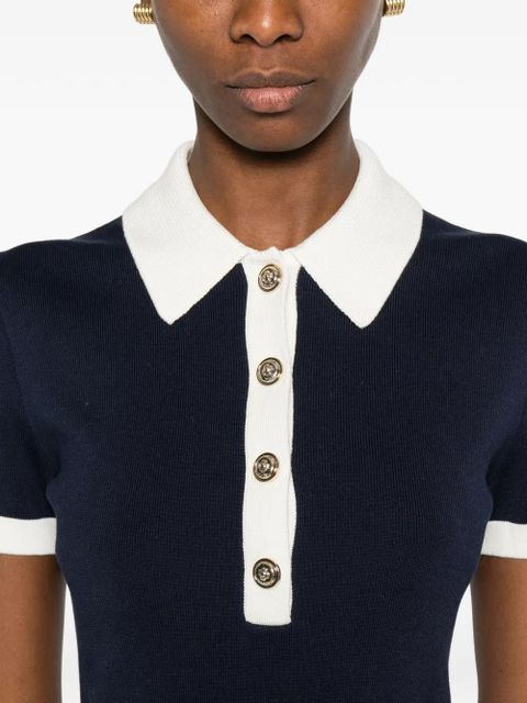 Maje buttoned collar knitted dress - Blue