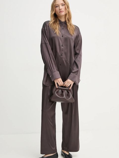 AERON koszula ABIGAIL damska kolor brązowy relaxed z kołnierzykiem klasycznym SH187558 - zdjęcie produktu nr 2