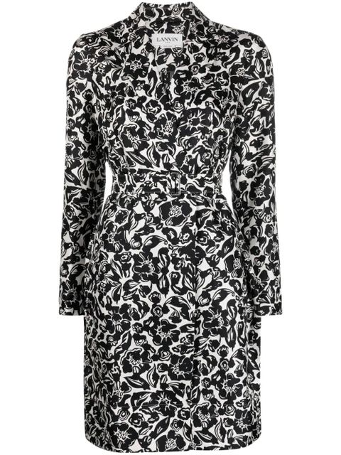 Lanvin floral-print belted silk dress - Black - zdjęcie produktu nr 1