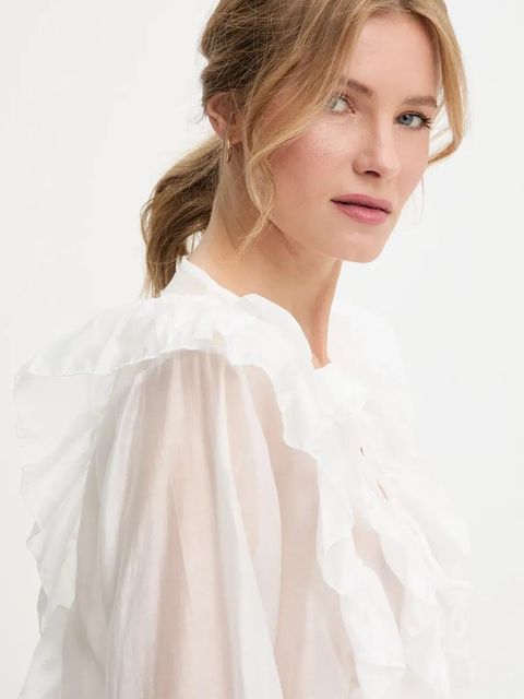 Answear.LAB koszula damska kolor biały regular z wiązanym dekoltem