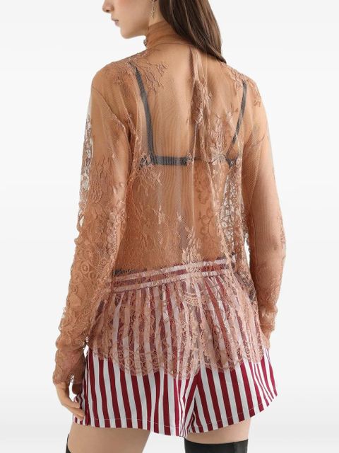 Dolce & Gabbana lace high-neck top - Brown
