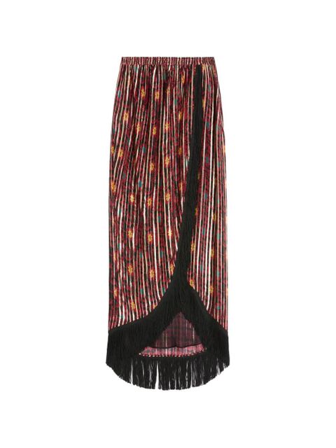 Valentino Garavani Lamé midi skirt with Apres L'hiver-print - Red