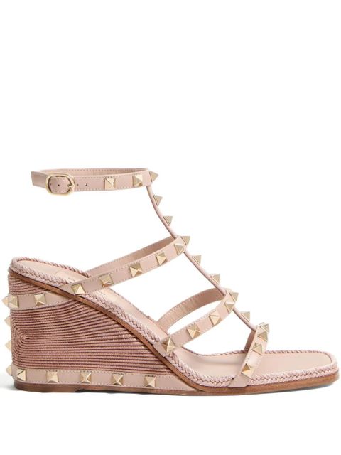 Valentino Garavani 80mm Rockstud wedge sandals - Pink - zdjęcie produktu nr 1