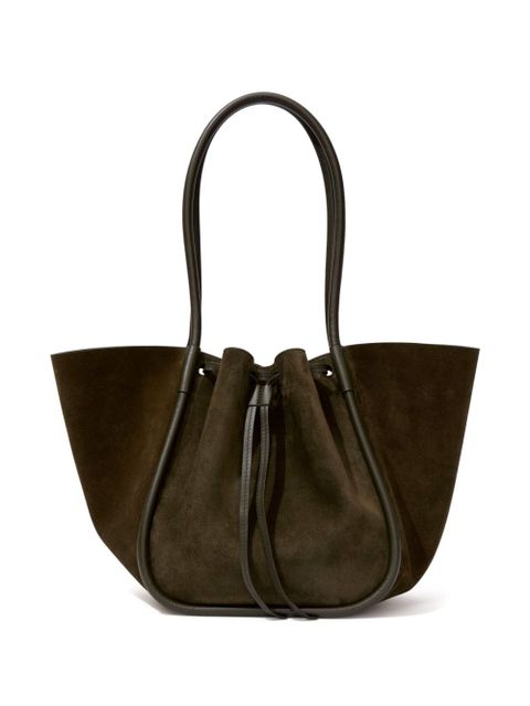 Proenza Schouler large Ruched suede tote bag - Green - zdjęcie produktu nr 1