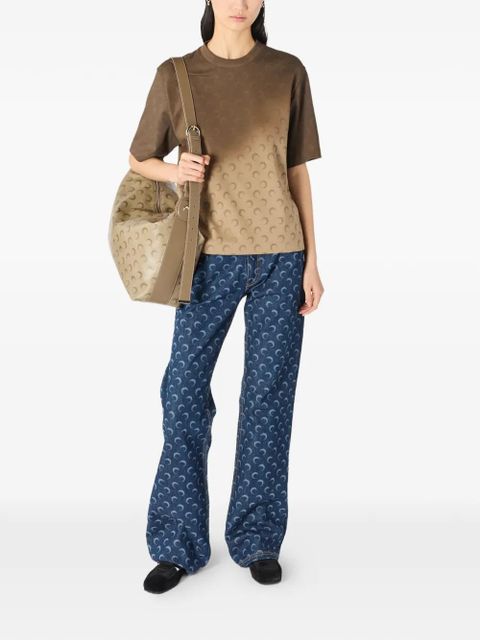 Marine Serre crescent moon-print jeans - Blue