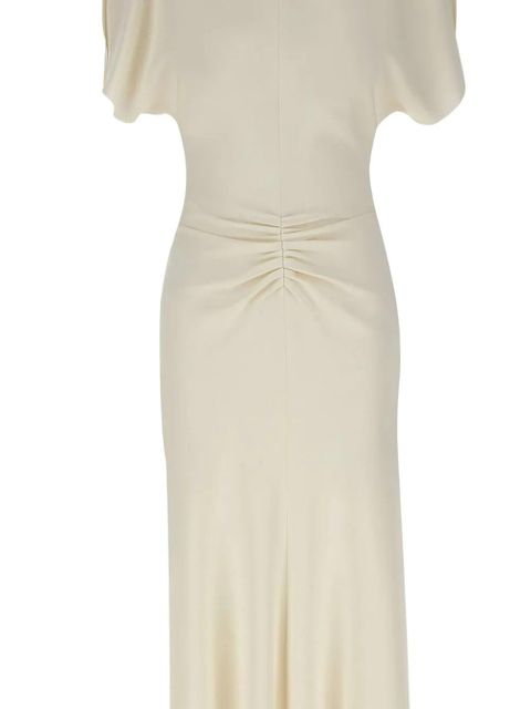 Victoria Beckham Bela pleated V-back dress - White