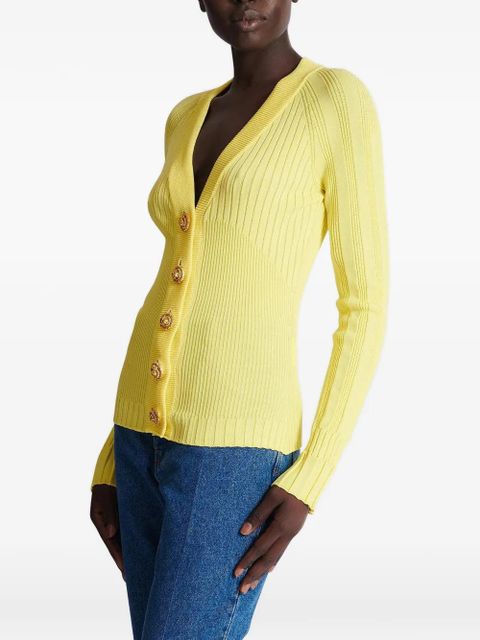 Balmain V-neck buttoned cardigan - Yellow