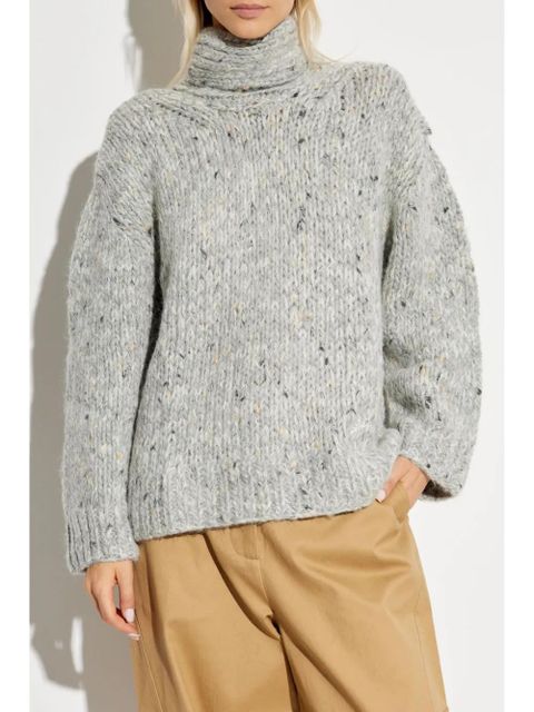 GANNI rear slit roll neck sweater - Grey