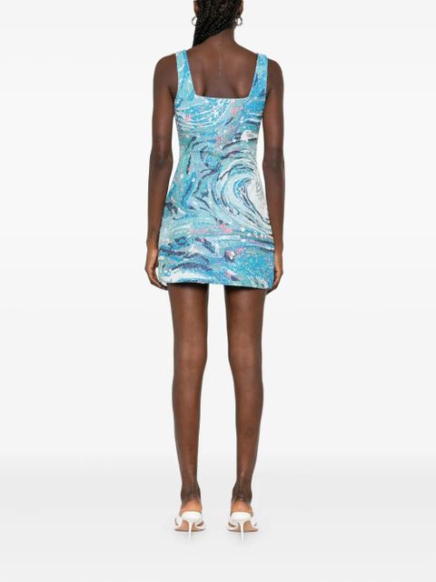 STAUD Le Sable tidal-wave sequin mini dress - Blue
