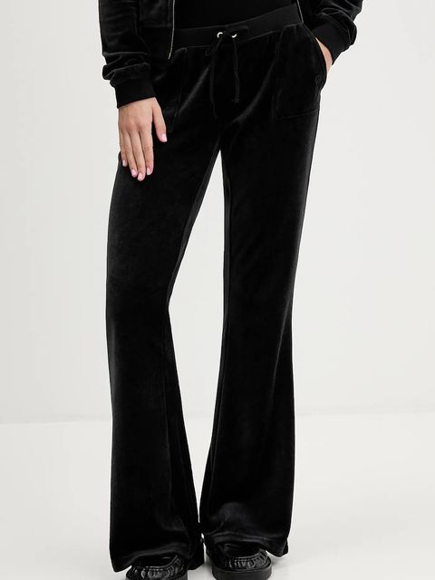 Juicy Couture spodnie dresowe welurowe CAISA LOW RISE PANT damskie kolor czarny gładkie JCSEBJ008G - zdjęcie produktu nr 1