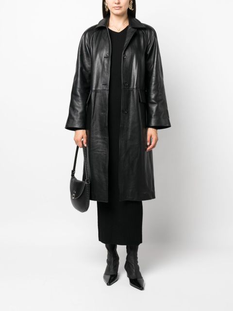 TOTEME raglan-sleeves leather coat - Black