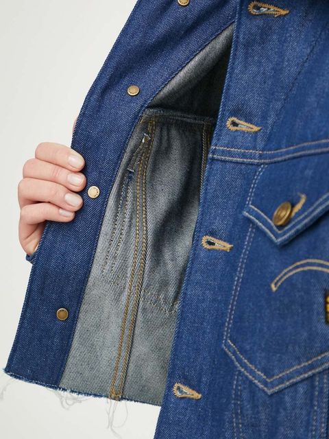 G-Star kurtka jeansowa damska kolor granatowy przejściowa oversize
