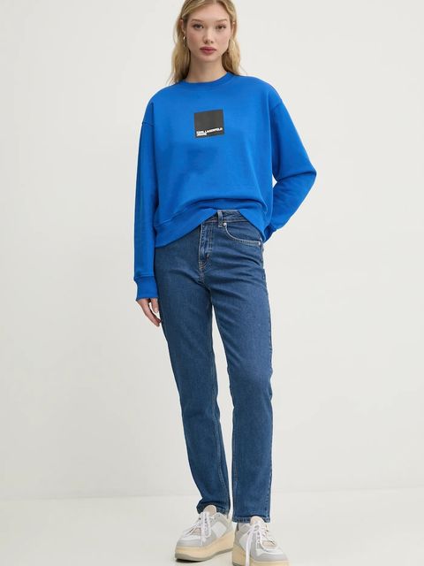 Karl Lagerfeld Jeans bluza bawełniana damska kolor niebieski z nadrukiem A1W20006