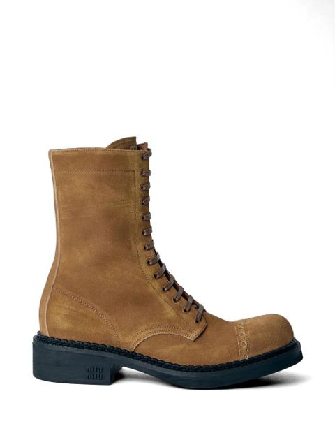 Miu Miu embossed sole lace-up boots - Brown - zdjęcie produktu nr 1