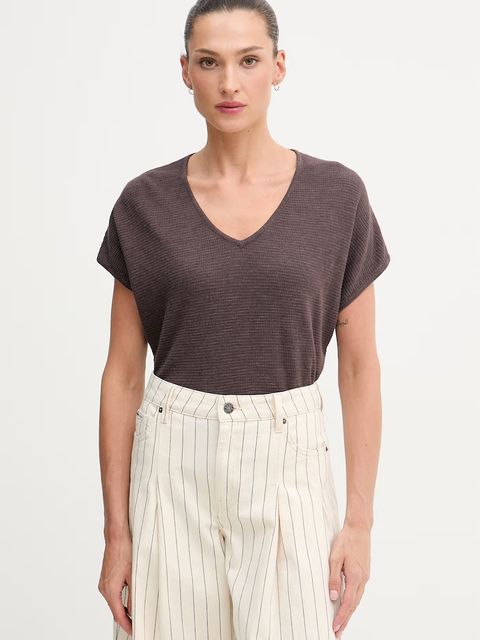 United Colors of Benetton T-shirt damski z lnem - zdjęcie produktu nr 2