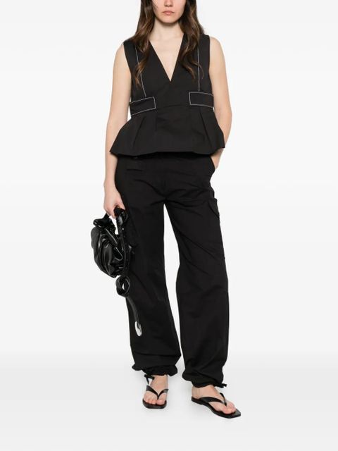 GANNI contrast-stitch blouse - Black - zdjęcie produktu nr 2