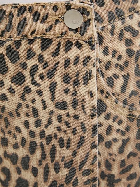 Answear.LAB spódnicospodnie jeansowe damskie kolor beżowy wzorzyste high waist