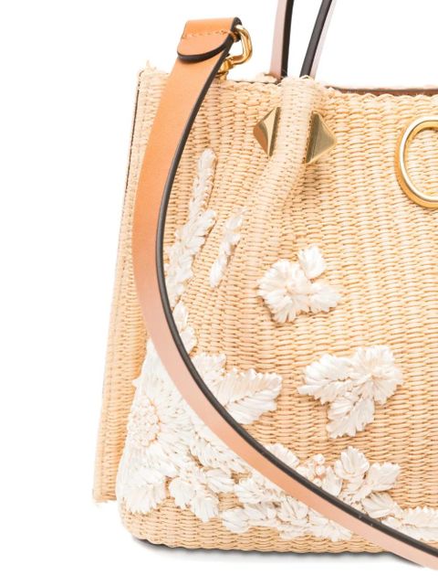 Valentino Garavani floral-appliqué stud-detail tote bag - Neutrals