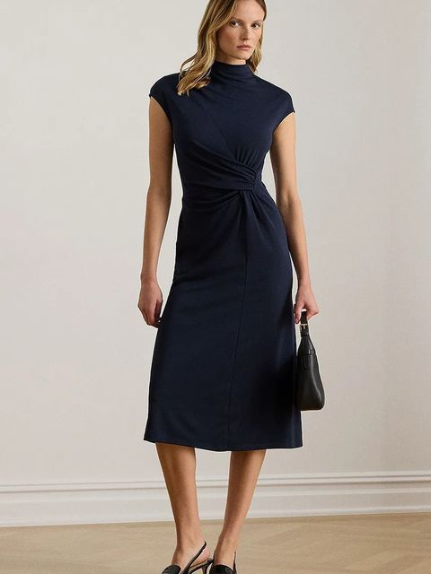 Lauren Ralph Lauren sukienka kolor granatowy midi rozkloszowana 200P03732 - zdjęcie produktu nr 1