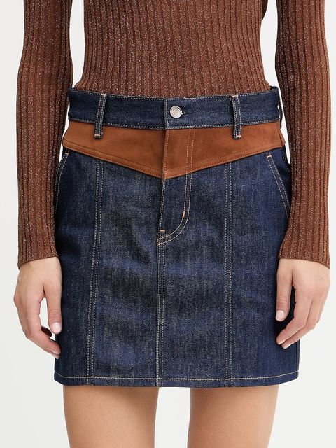 Liu Jo spódnica jeansowa kolor granatowy mini rozkloszowana UF5085.DS073 - zdjęcie produktu nr 1