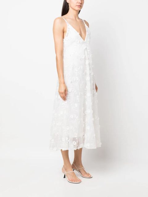 Agua By Agua Bendita floral-embroidered midi dress - White