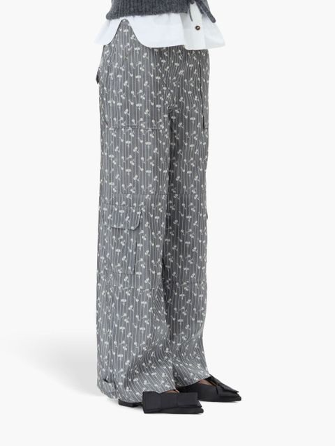 GANNI patterned-jacquard trousers - Grey