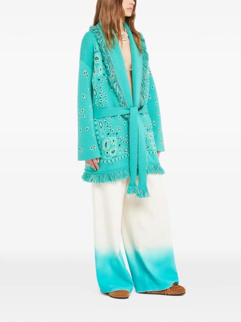 Alanui bandana jacquard fringe cardi-coat - Blue - zdjęcie produktu nr 2
