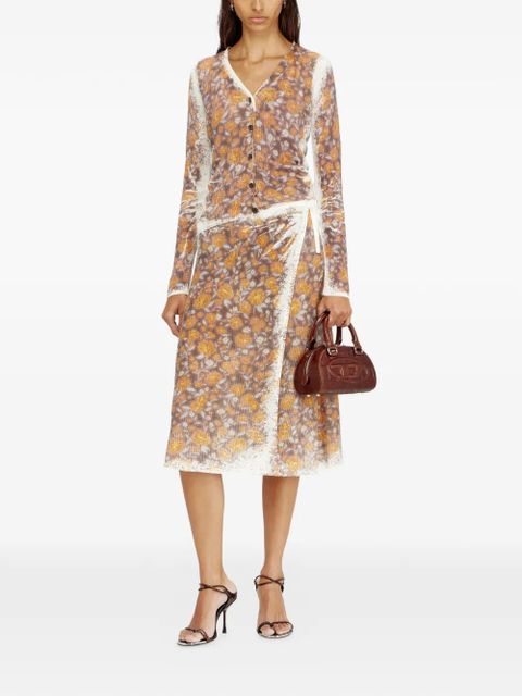 Diesel M-Blomien floral ribbed V-neck cardigan - Brown - zdjęcie produktu nr 2