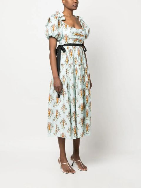 Agua By Agua Bendita floral-print midi dress - Blue