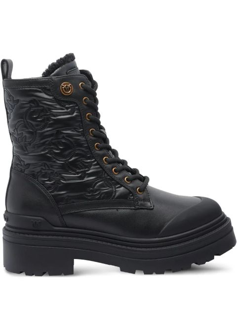 PINKO quilted lace-up boots - Black - zdjęcie produktu nr 1