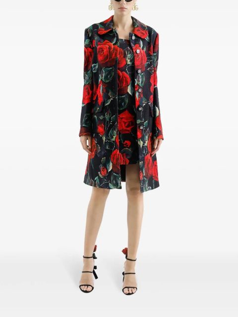 Dolce & Gabbana floral-print coat - Black