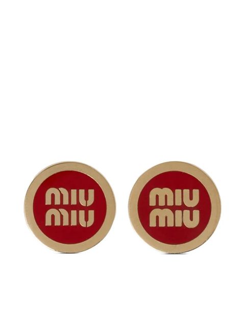 Miu Miu logo-plaque earrings - Gold - zdjęcie produktu nr 1
